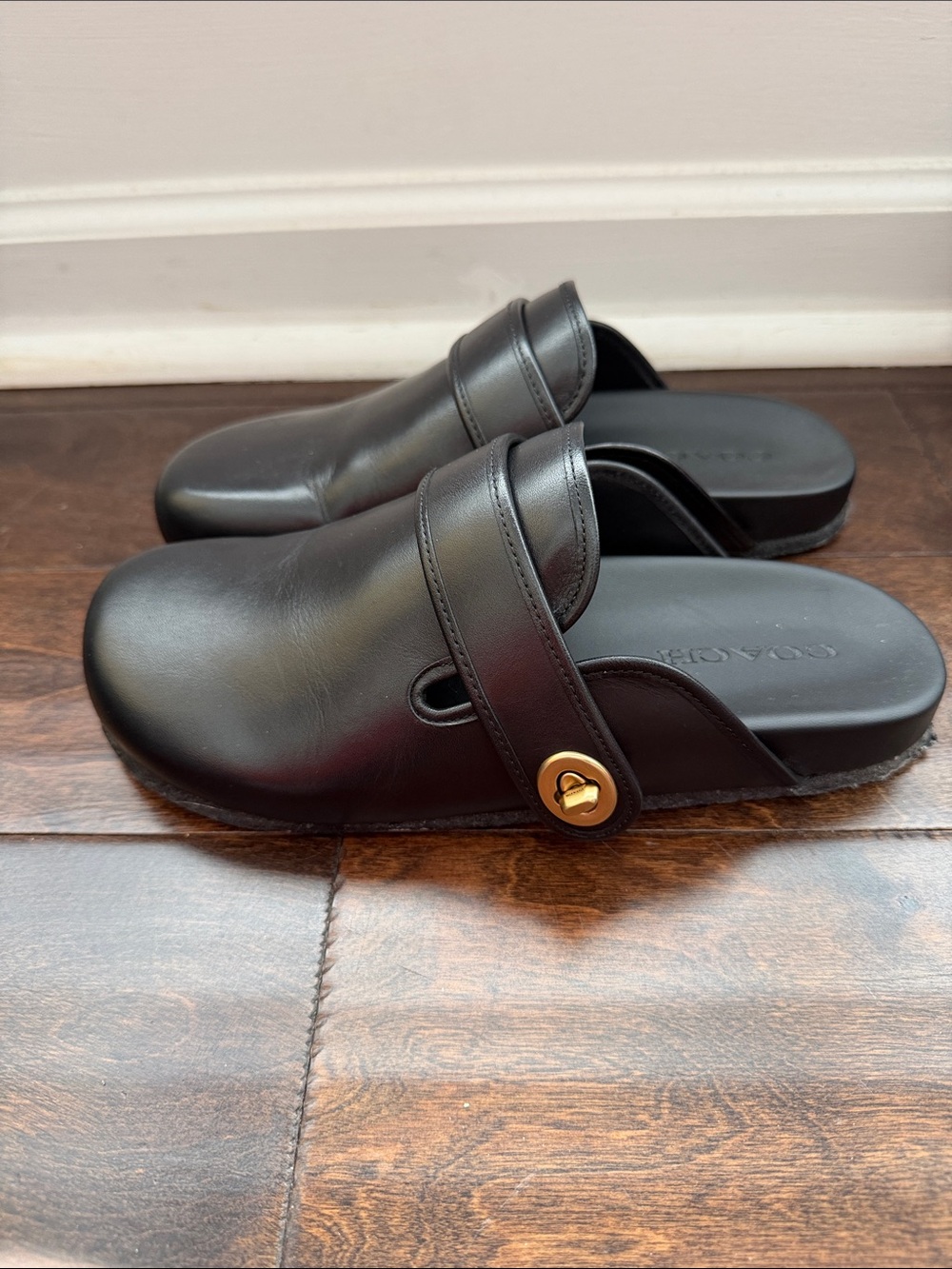 Coach black Leather Clogs Size 9